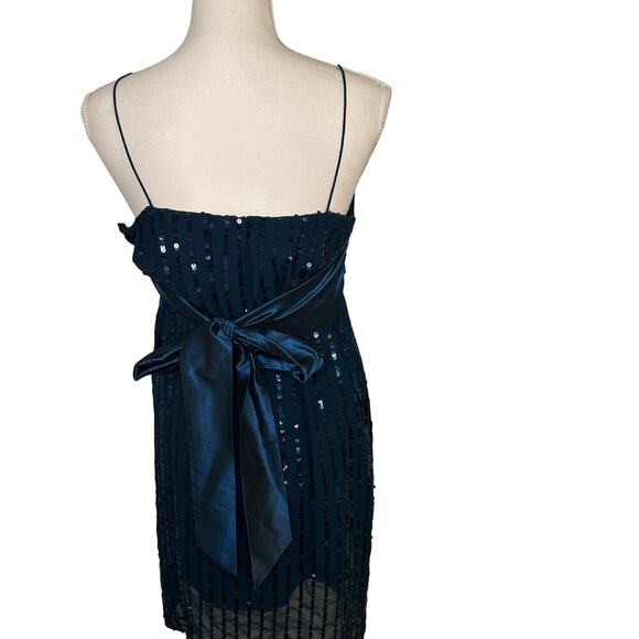 Vivienne Tam Blue silk and sequins spaghetti strap evening slip dress size 2 - Picture 5 of 8